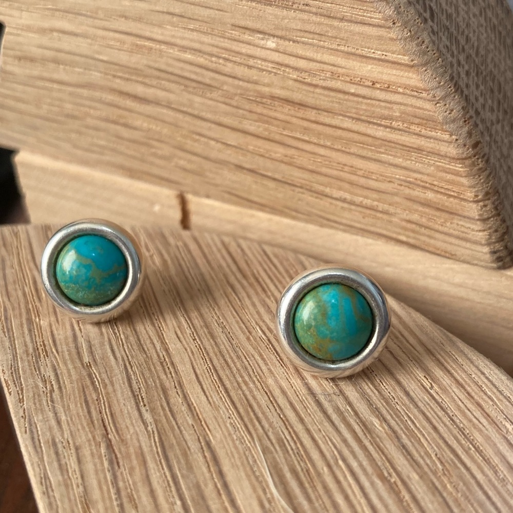 Natural turquoise/sterling  studs